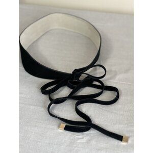 White House Black Market Black Suede Leather Tie Belt Size M/L